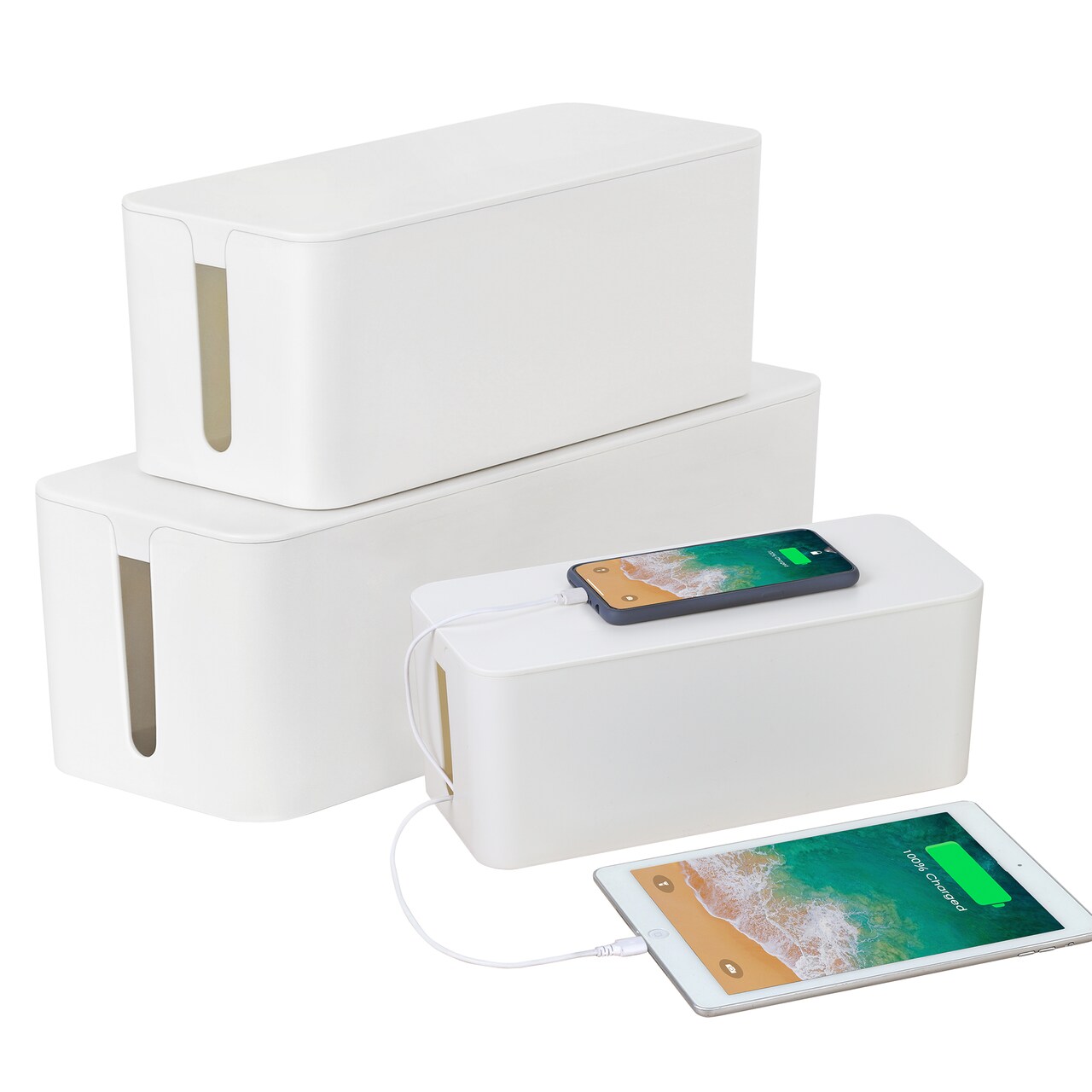 Cable Management Boxes Organizer to Hide Wires & Power Strips